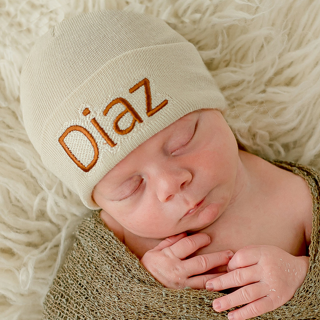 Personalized White Newborn Baby Boy Hospital Hat Newborn Hats Infant Hats