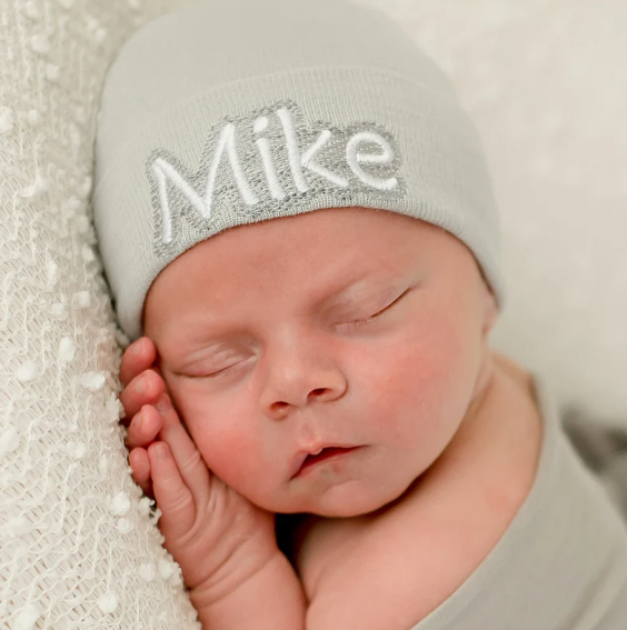 Personalized White Newborn Baby Boy Hospital Hat Newborn Hats Infant Hats