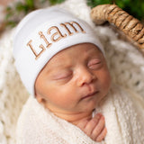 Personalized White Newborn Baby Boy Hospital Hat Newborn Hats Infant Hats