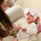 Pink Classic Pearl and Rhinestone Nursery Big Bow Newborn Girl Hospital Hat - Pink Newborn Hat Infant Hat