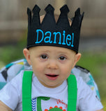 Personalized Baby and Toddler Boys Crown, Black, 1-8 Year Size