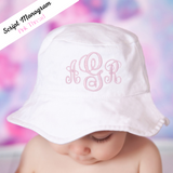Personalized Sun Hat for Baby and Toddler Girls, White or Pink Infant Hat Newborn Summer Hat