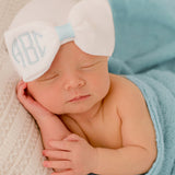 Solid White Newborn Baby Girl Hospital Beanie Hat with Monogrammed Initial Bow, Infant Hat Newborn Hat