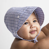 Blue and White Easter Bonnet for Baby Boy, Monogram Optional Infant Easter Hat, Newborn Sun Bonnet Summer Hat