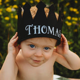 Personalized Baby and Toddler Boys Crown, Black, 1-8 Year Size