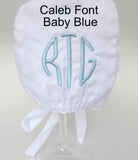 Pure White Bonnet for Baby Boys - Monogram Optional Newborn Hat Infant Summer Hat