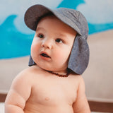 Solid Blue Chambray Sun & Swim Sun Hat for Baby Boys Infant Hat Newborn Summer Hat