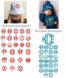 Monogramed Shadow Stitch White Newborn Boy Hospital Beanie Hat Infant Hat Newborn Hat