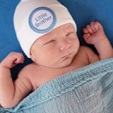White Little Brother Newborn Boy Hospital Beanie Hat Infant Hat Newborn Hat