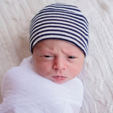 Navy Blue and White Striped Newborn Hospital Hat Infant Hat Newborn Hat