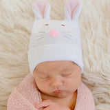 Pink Bunny Face Newborn and Baby Girl Hospital Hat And Onesie set, Newborn Take Home Outfit