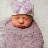 Purple Sparkle Bow Newborn Girl Hospital Hat Newborn Hat Infant Hat