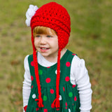 Red and White Baby and Toddler Girls Beanie with Earflap Newborn Crochet Baby Hat Infant Hat