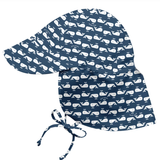 Personalized Navy Blue Little Whales Flap Baby & Toddler Sun Hat Infant Hat Newborn Summer Hat