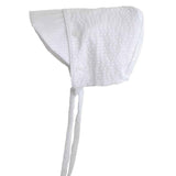 Seersucker White Bonnet for Baby Boys - Monogram Optional - Newborn Sun Hat Infant Summer Hat