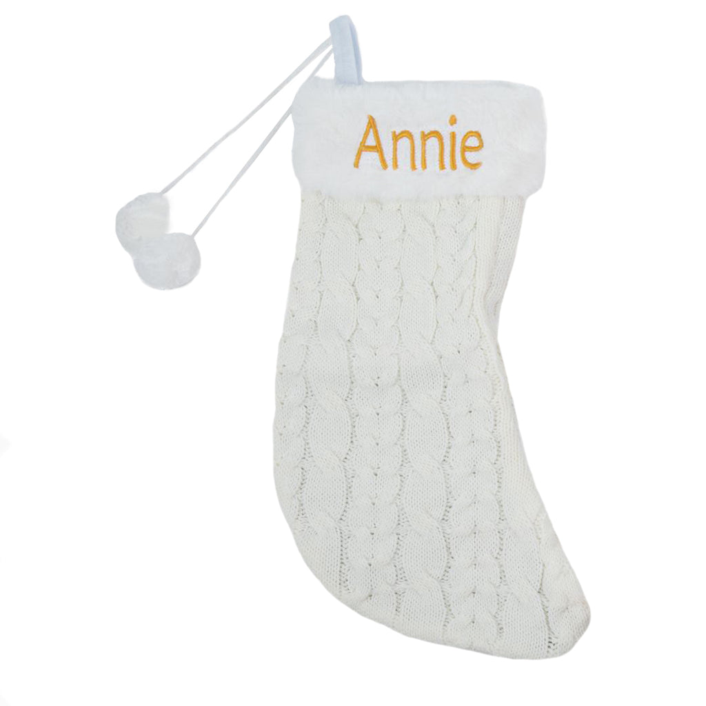 Red or White Cable Knit Christmas Stocking - Personalized Christmas Stocking