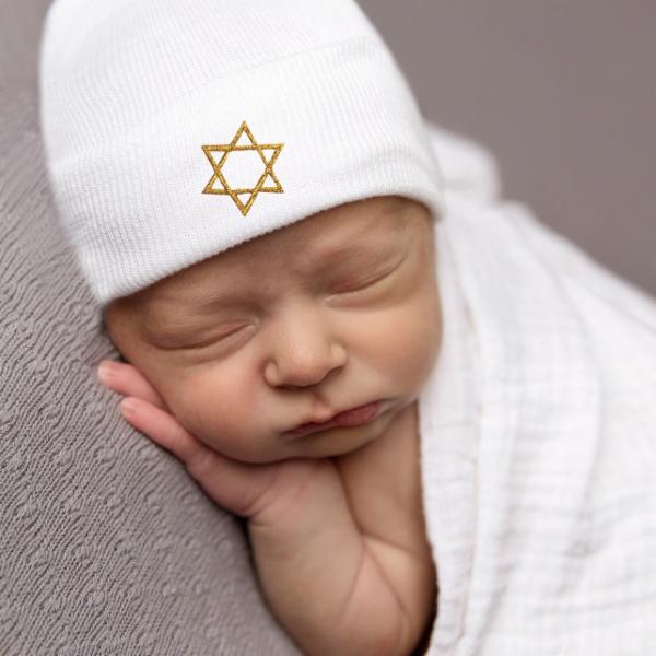 Gold Star of David Hanukkah Bay Hospital Hat - White or Blue hospital hat