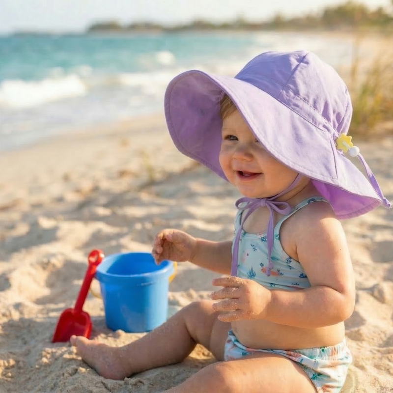 Bright Aqua or Purple Wide Brim Sun Hat with Adjustable Toggle