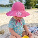 Deep Pink Flap and Toddler Sun Hat with Sun Protection Infant Hat Newborn Summer Hat UPF 50