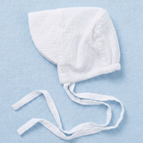 Seersucker White Bonnet for Baby Boys - Monogram Optional Newborn Hat Infant Summer Hat