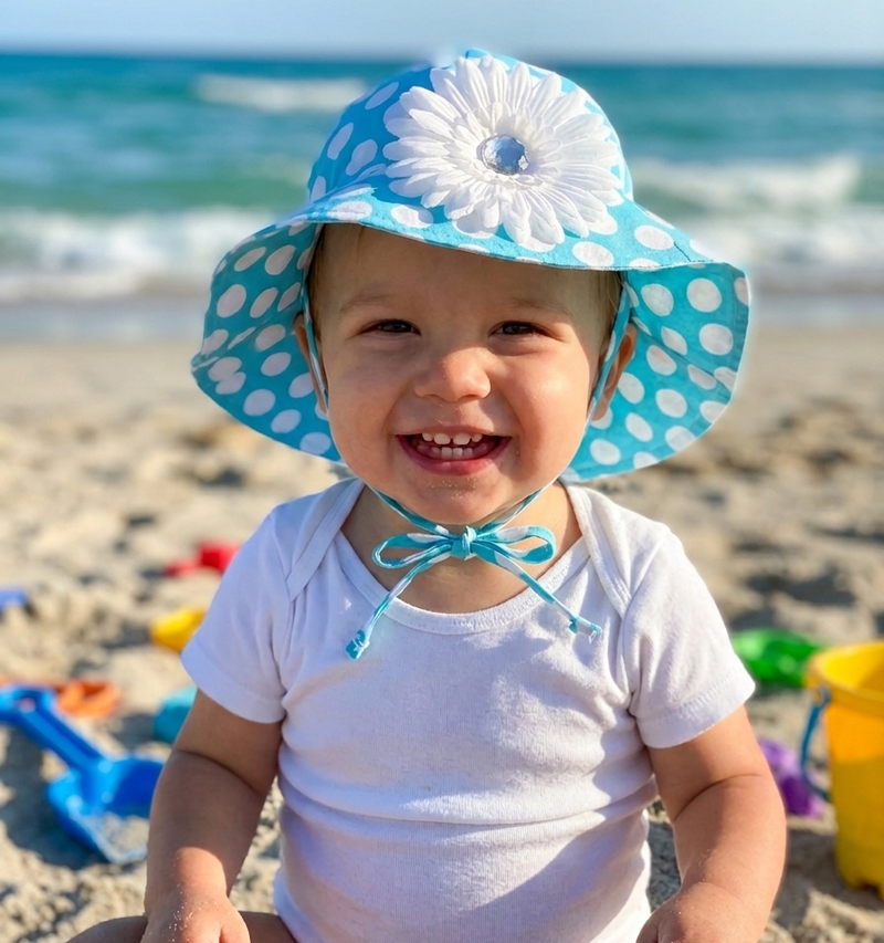 UPF 50+ Sun Hat with Decorative Flower