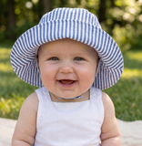 Chambray Seersucker Striped Baby & Toddler Boy Sun Hat With UPF 50 Protection Infant Hat Newborn Hat