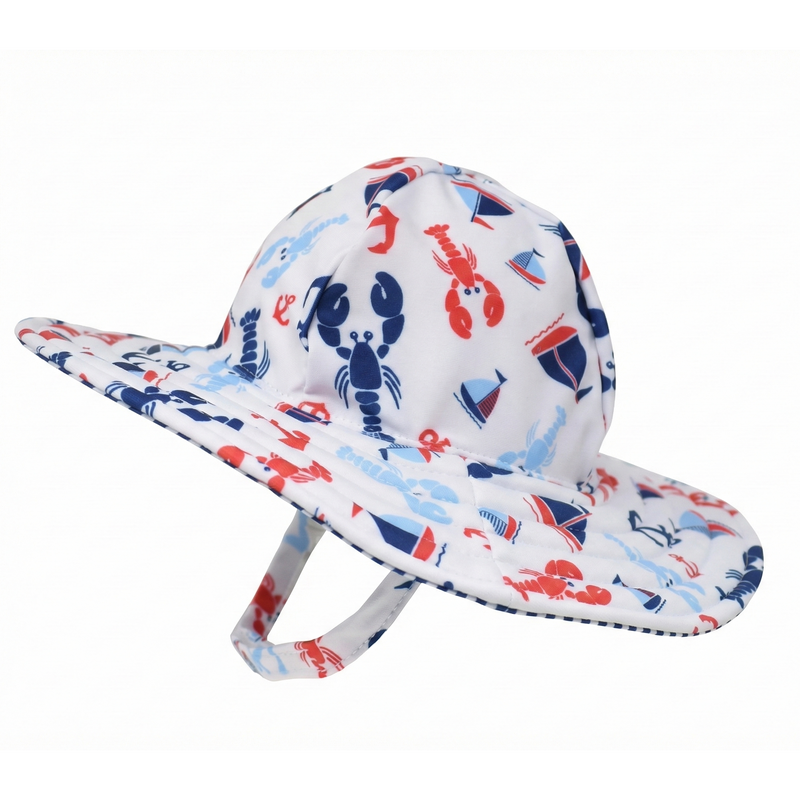 Swim Hat Lobster wide brim sun hat for boys and girls - UPF 50+
