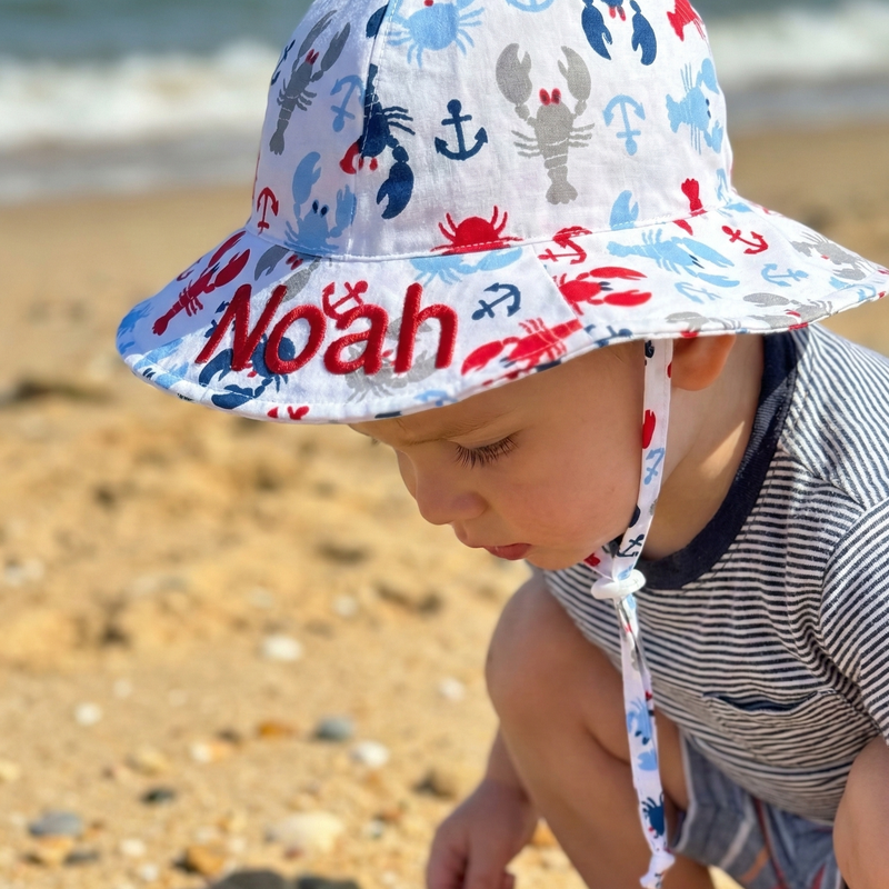 Lobster wide brim sun hat for boys and girls - UPF 50+