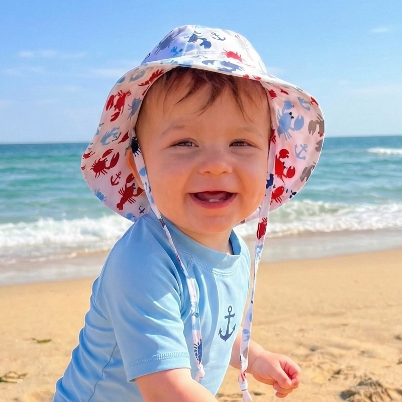 Lobster wide brim sun hat for boys and girls - UPF 50+