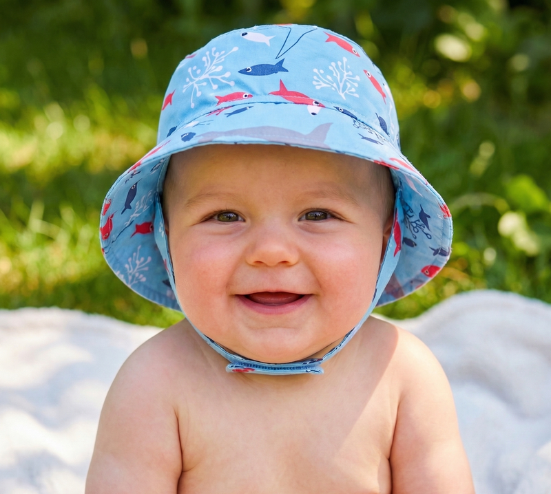 Red and Blue Fish Print Baby & Toddler Boy Sun Hat With UPF 50 Protection Infant Hat Newborn Hat (Copy)