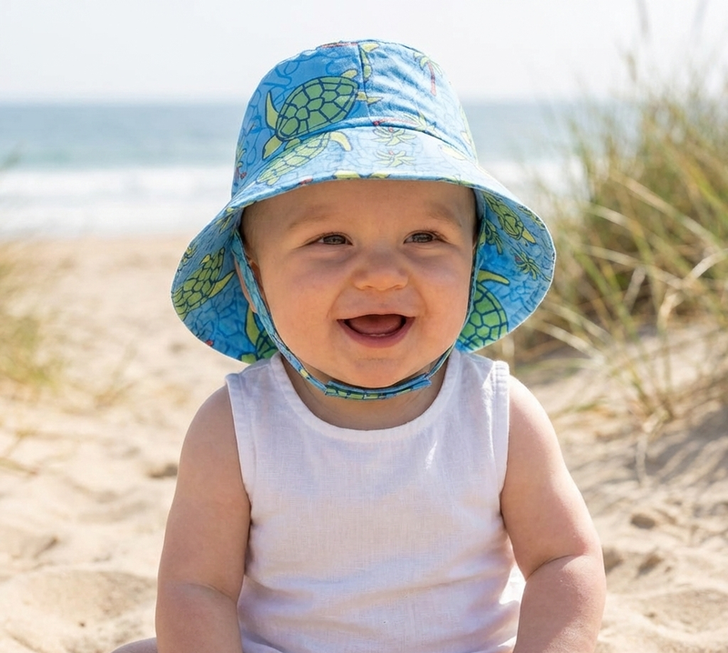 Turtle Print Baby & Toddler Boy Sun Hat With UPF 50 Protection Infant Hat Newborn Hat