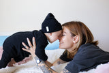 Newborn Baby Boy or Girl Beanie Hat with Born To Rock Patch - Gender Neutral - Black Color Newborn Hat Infant Hat