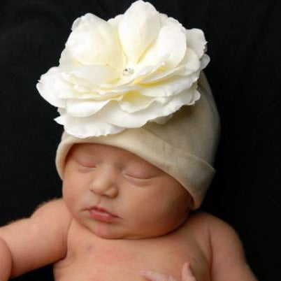 Sweet Cream Rosie Baby Hat Infant Hat Newborn Hat