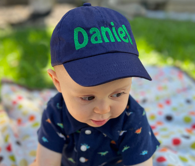 Personalized Navy Blue Baseball baby Cap with Baby's Name Infant Hat Newborn Summer Hat