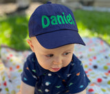 Personalized Navy Blue Baseball baby Cap with Baby's Name Infant Hat Newborn Summer Hat