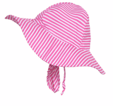 Personalized Preppy Bright Pink and White Striped Wide Brim Baby Girl Sun Hat - Newborn Hat Infant Summer Hat