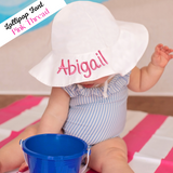 Personalized White Baby and Toddler Sun Hat With Sun Protective Wide Brim For Girls Infant Hat Newborn Hat