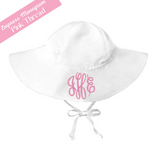 Personalized White Baby and Toddler Sun Hat With Sun Protective Wide Brim For Girls Infant Hat Newborn Hat