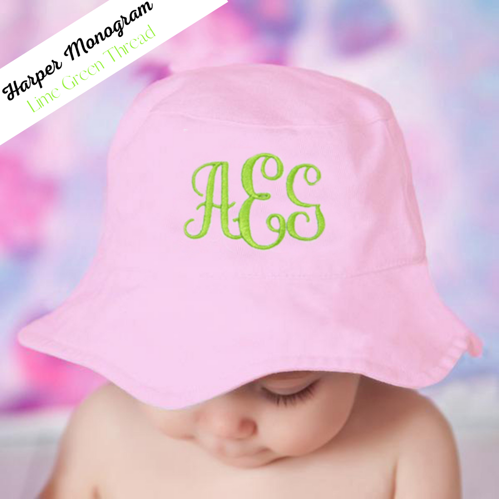 Personalized Sun Hat for Baby and Toddler Girls, Pink or White Infant Hat Newborn Summer Hat