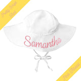 Personalized White Baby and Toddler Sun Hat With Sun Protective Wide Brim For Girls Infant Hat Newborn Hat