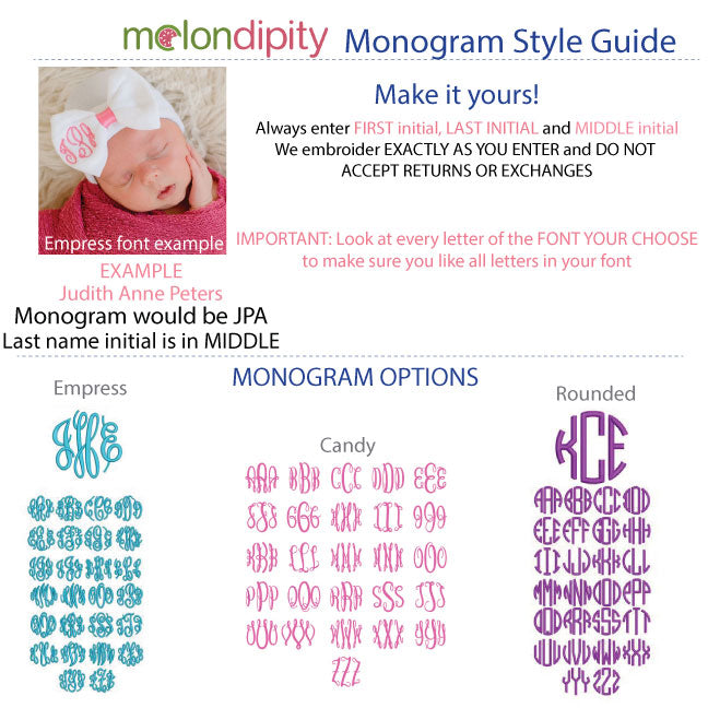 Soft Pink Newborn Girl Hospital Beanie Hat Bow with Monogrammed Initials Newborn Hat Infant Hat