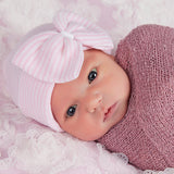 So Sweet Newborn Girl Hospital Hat With White Ribbon Center Striped Nursery Newborn Hat Infant Hat