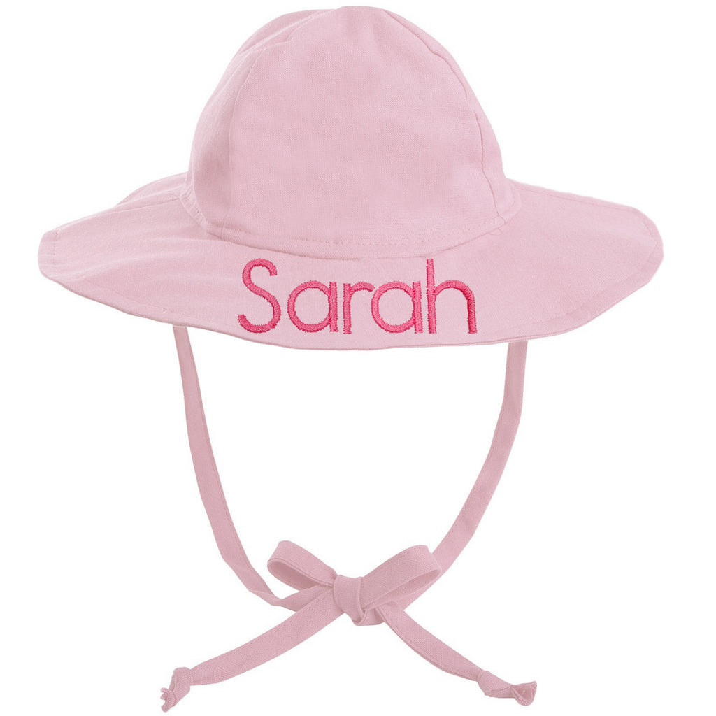 Personalized Light Pink Wide Brim Baby Sun Hat with UPF 50 Sun Protection Infant Hat Newborn Summer Hat