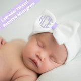 Newborn Baby Girl Hospital Beanie Hat with Embroidered Monogram Bow, Infant Baby Hat Newborn Hat
