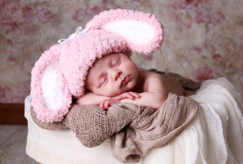 Pink Fluffy Bunny Hat for Newborn and Baby Girls Infant Winter Hat Newborn Crochet Baby Hat