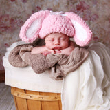 Pink Fluffy Bunny Hat for Newborn and Baby Girls Infant Winter Hat Newborn Crochet Baby Hat