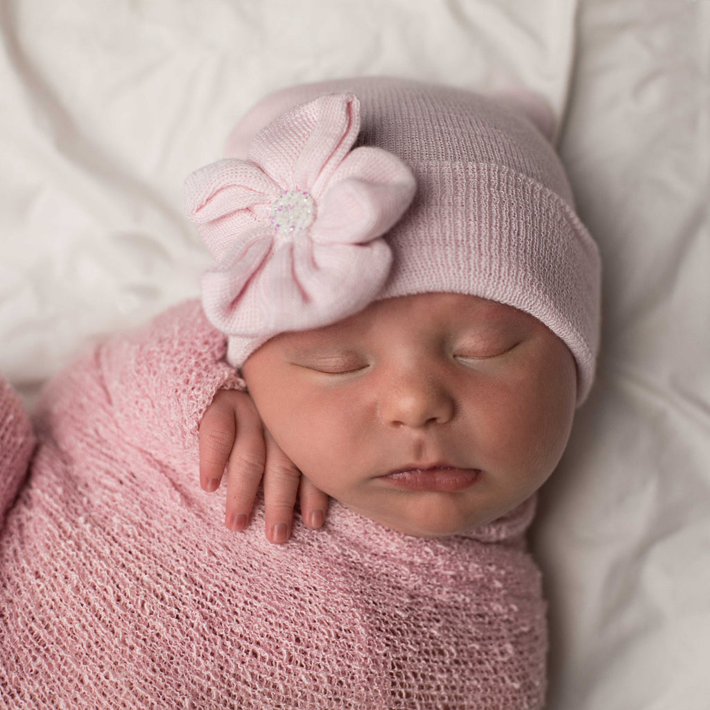 Baby Pink (or White) Sparkles Newborn Girl Hospital Hat Infant Hat Newborn Hat