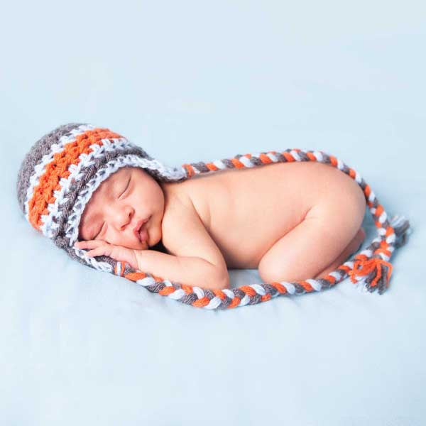 Sweet Steely Blue Beanie with Braids Baby and Toddler Boy Hat Infant Winter Hat Newborn Crochet Baby Hat, 0-24 Month Size