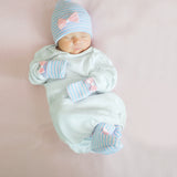 Welcome Home Newborn Baby Girl Hat, Mittens and Booties Set, Infant Hat Newborn Take Me Home Set
