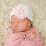 Newborn Girl Nursery Hospital Hat, White Color Infant Hat Newborn Hat